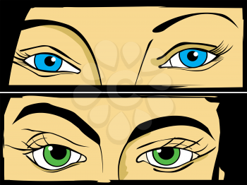 Pop Art/ comic style drawign of women eyes.