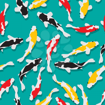 Seamless pattern design with colored koi fish
