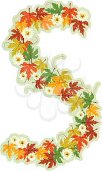 Pattern letter S made from flowers and leaves
