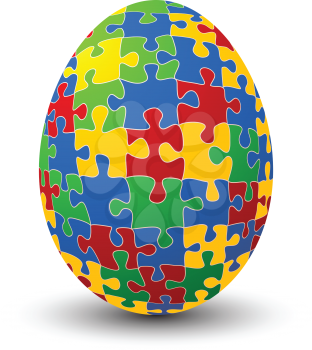 Jigsaw puzzle Easter egg against white background