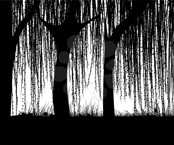 Willow tree silhouette, abstract art
