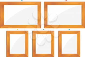 A collection of wooden frames over white background.