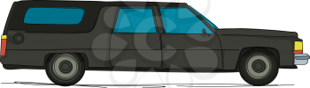 Cartoon hearse car against white background