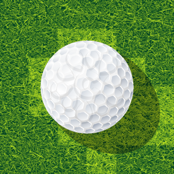 Realistic golf ball on the grass