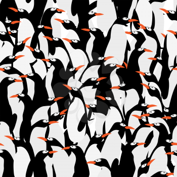 Seamless pattern with little cute penguins