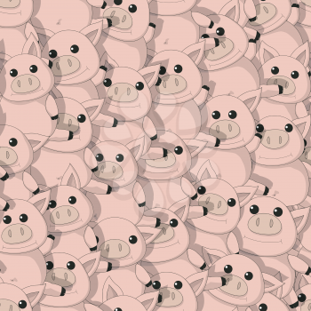 Seamless pattern design with funny pigs 