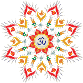 Ornamental round pattern hindu symbol om