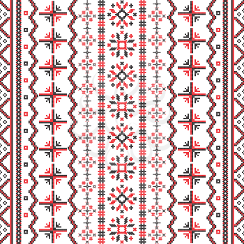 Romanian Embroideries seamless pattern design against white background