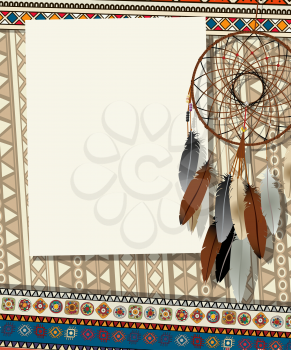 Text card, collage with american indian dream catcher