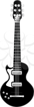 Electric guitar in black and white over white background