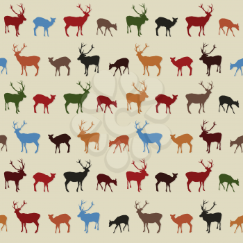 Retro style Christmass pattern with reindeer silhouettes