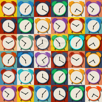 Retro style alarm clock pattern in colors