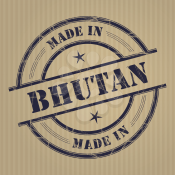Made in Bhutan grunge rubber stamp