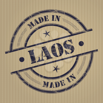 Made in Laos grunge rubber stamp