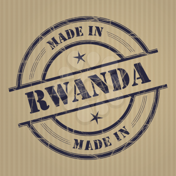 Made in Rwanda grunge rubber stamp
