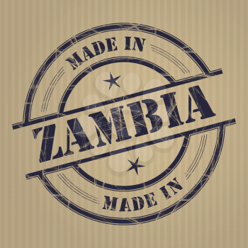Made in Zambia grunge rubber stamp