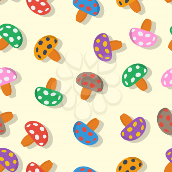 Color mushrooms seamless pattern design