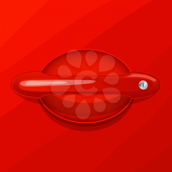 Red car door handle vector icon