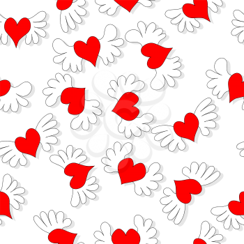 Flying hearts seamless pattern vector design