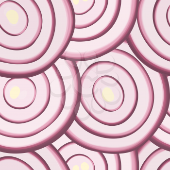 Fresh and juicy red onions sclices seamless pattern, vector background
