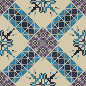 Seamless pattern design with traditional Palestinian embroidery motif