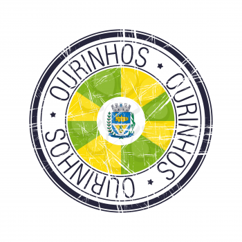 City of Ourinhos, Brazil postal rubber stamp, vector object over white background