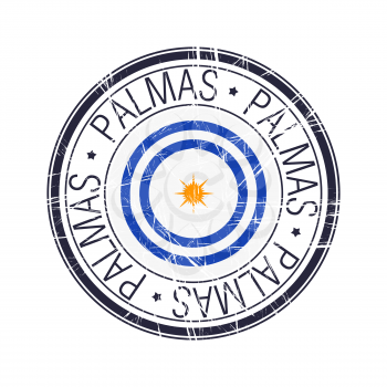 City of Palmas, Brazil postal rubber stamp, vector object over white background