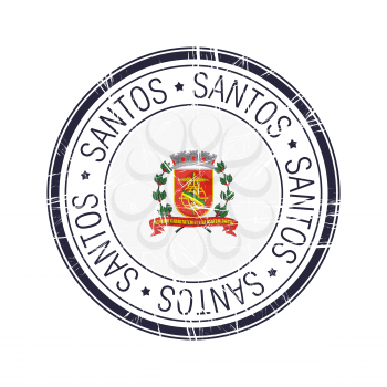 City of Santos, Brazil postal rubber stamp, vector object over white background