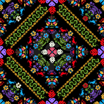 Seamless pattern design inspired by traditional Hungarian embroidery