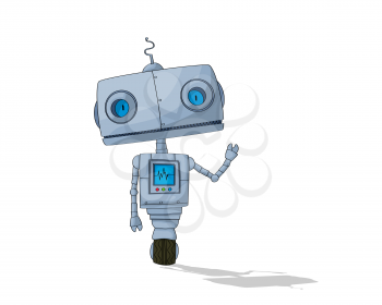 Cute robot vector cartoon over white background