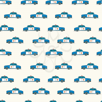 Police cars children drawing repeating pattern for decor