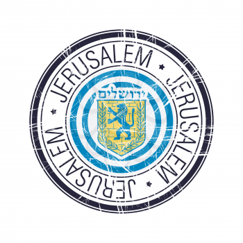 City of Jerusalem, Israel postal rubber stamp, vector object over white background