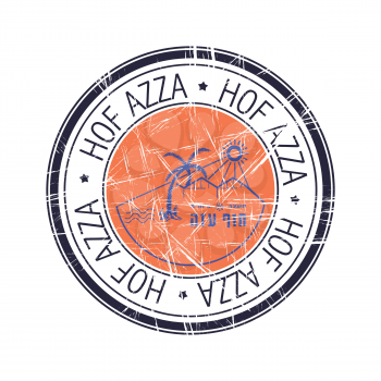 Regional council of Hof Azza, Israel postal rubber stamp, vector object over white background