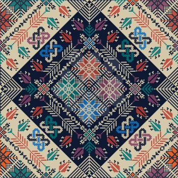 Seamless pattern design with traditional Palestinian embroidery motif