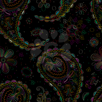 Vector paisley seamless pattern in colors