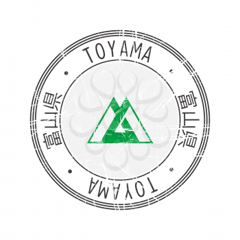 Toyama Prefecture, Japan. Vector rubber stamp over white background