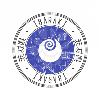 Ibaraki Prefecture, Japan. Vector rubber stamp over white background