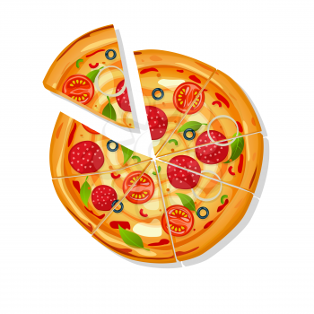 Sliced pizza vector cartoon over white background