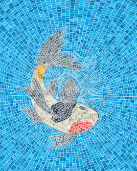 Koi carp fish mosaic, vector illustration