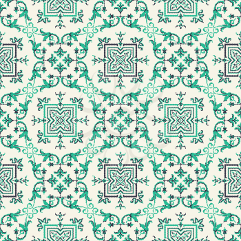 Decorative repeating pattern inspired by traditional Russian embroidery