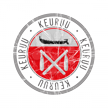 Keruu city, Finland. Grunge postal rubber stamp over white background