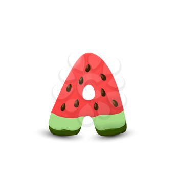 Watermelon letter A, 3d vector icon over white background