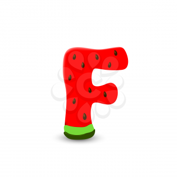 Watermelon letter F, 3d vector icon over white background