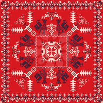 Decorative repeating pattern inspired by traditional Russian embroidery