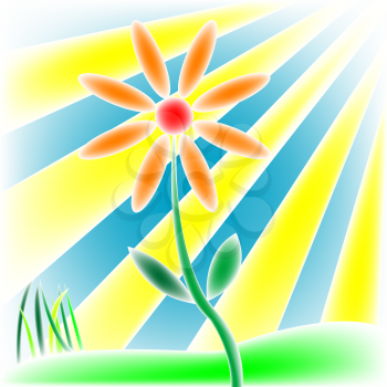 Royalty Free Clipart Image of a Flower in the Sun