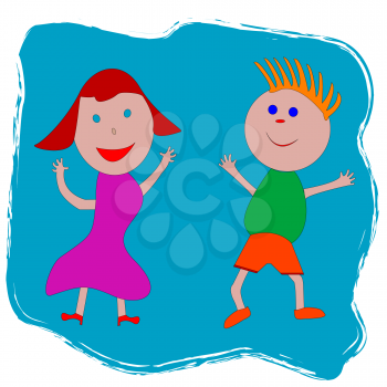 Royalty Free Clipart Image of a Happy Boy and Girl