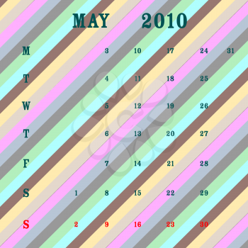 Royalty Free Clipart Image of a 2010 May Calendar