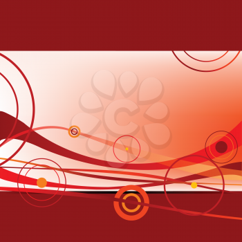 Royalty Free Clipart Image of Burgundy Waves and Circles