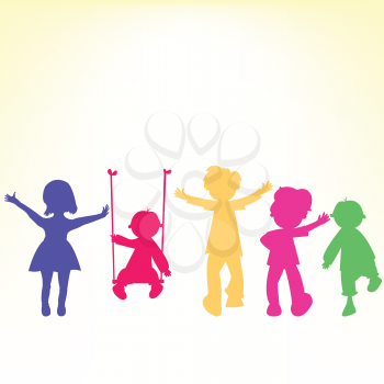 Royalty Free Clipart Image of Playing Children