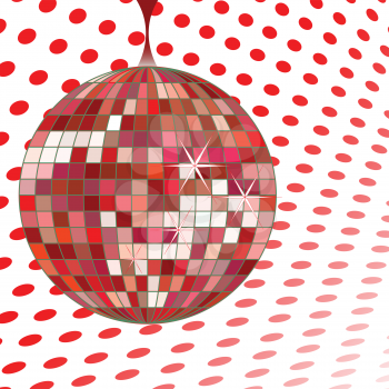 disco ball red, vector art illustration; more disco balls in my gallery